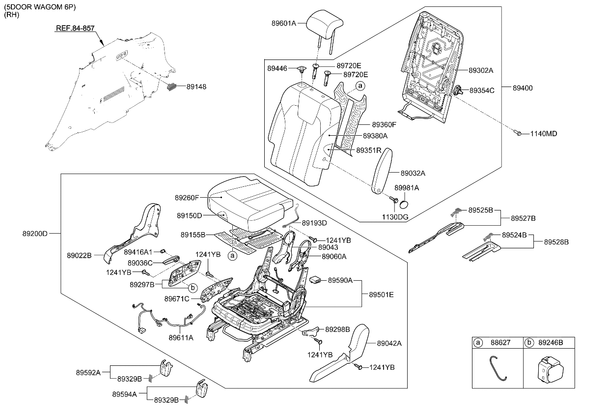 Kia 89400R5151MS9 BACK ASSY-RR SEAT RH