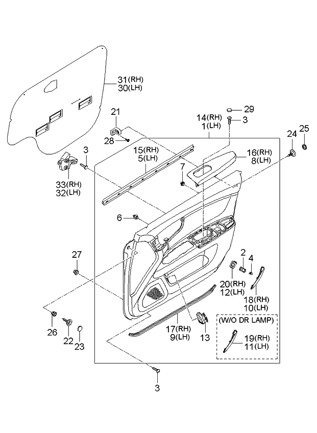 Kia 823012G0206G Panel Complete-Front Door Trim