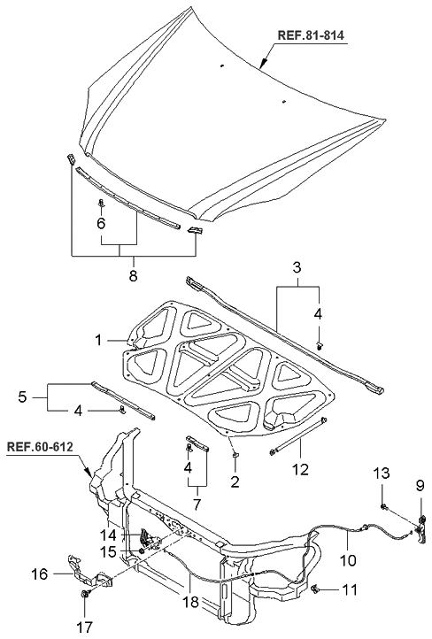 Kia 811242G000 Insulation-Pad Hood