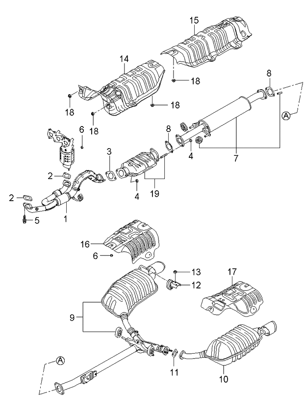 Kia 287002G750 Main Muffler Assembly