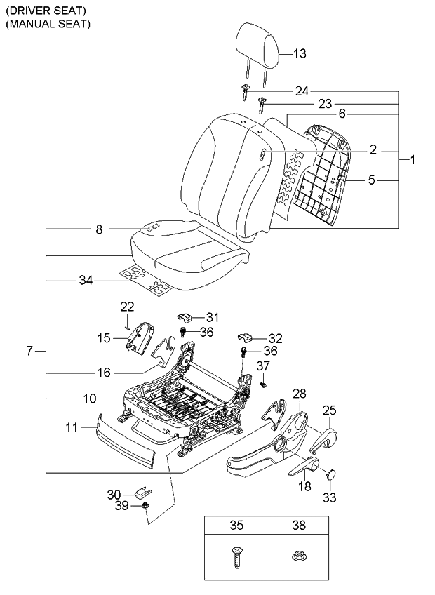 Kia 883052G450814 Back Assembly-Front Seat,L