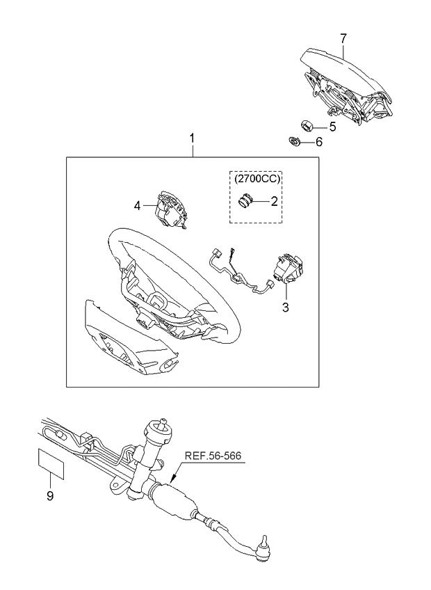 Kia 561102G510J6 Steering Wheel Assembly