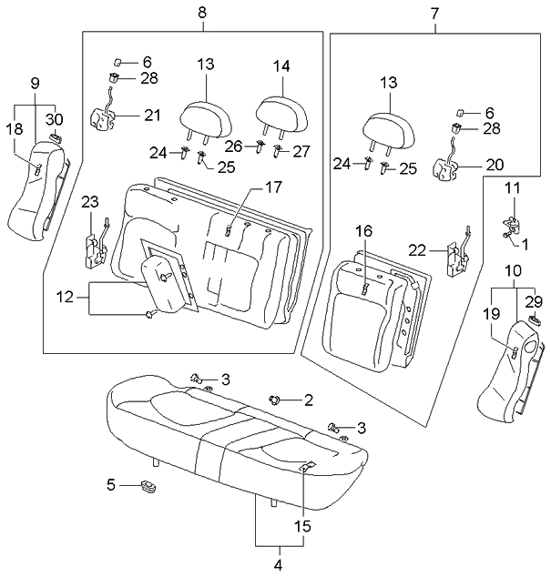 Kia 893003C110GJA Back Assembly-Rear Seat Main