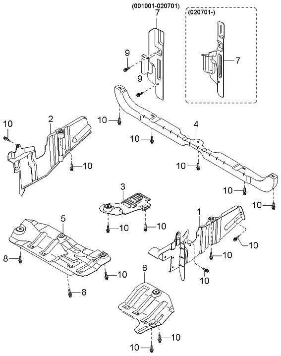 Kia 2912038800 Under Cover Assembly-RH