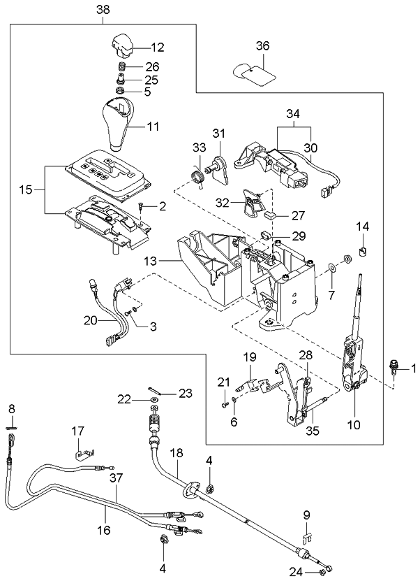 Kia 467673C010 Shift Lock Cable Assembly