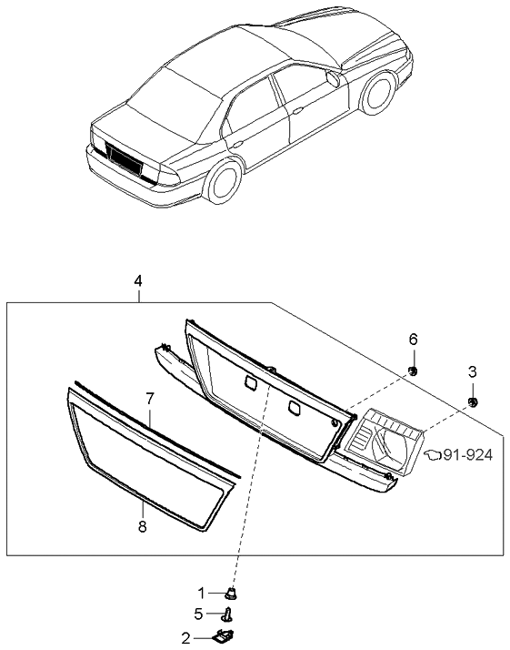 Kia 873703C210XX Moulding Assembly-Back Panel