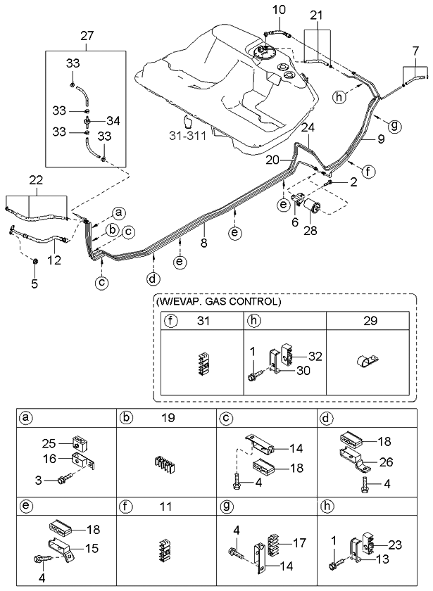 Kia 313303C500 Tube-Fuel Return