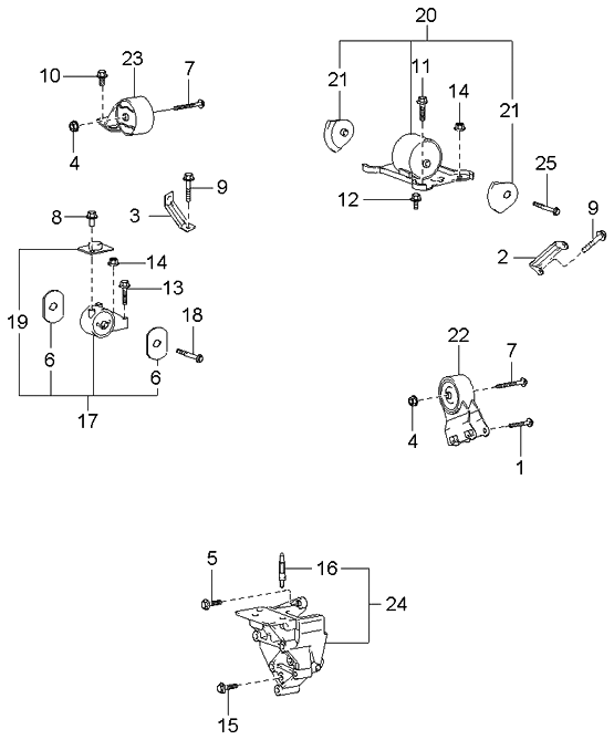 Kia 2193038600 Rear Roll Stopper Bracket Assembly