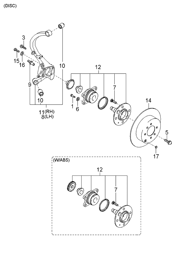 Kia 5273038002 Rear Wheel Hub & Bearing Assembly