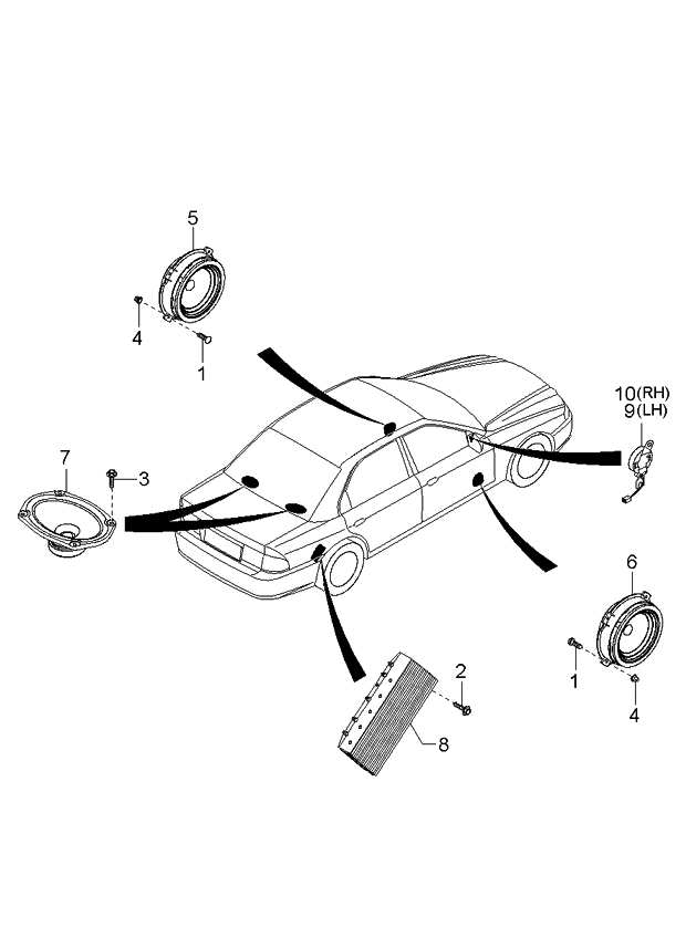 Kia 963303D700 Front Speaker & Protector Assembly, Right