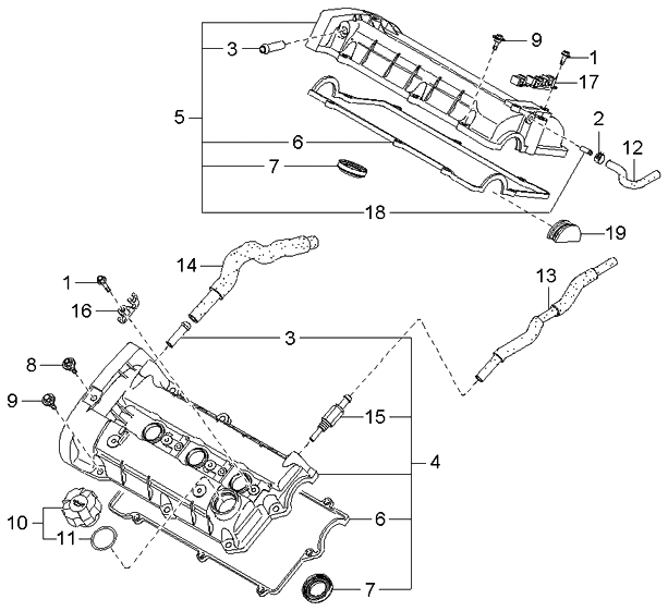 Kia 2241037111 Cover Assembly-Rocker LH