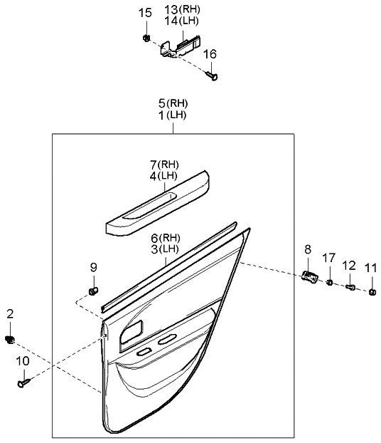 Kia 833013C604JB Panel Complete-Rear Door Trim