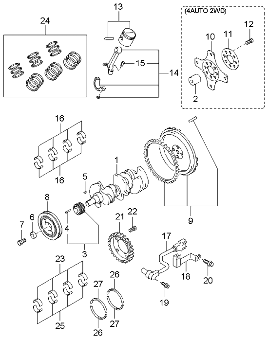 Kia 2341037210 Piston & Pin Assembly