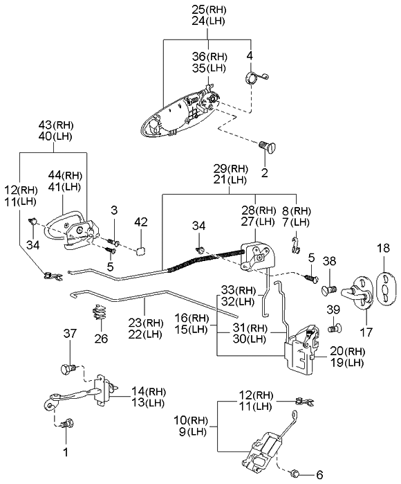 Kia 826603C020XX Front Door Outside Handle Assembly, Right