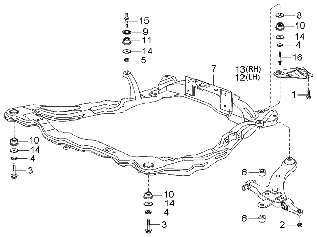 Kia 6240538600 Crossmember Complete