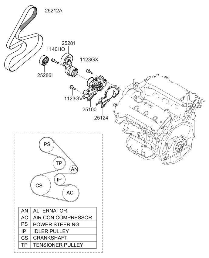 Kia 252813E000 Tensioner Assembly