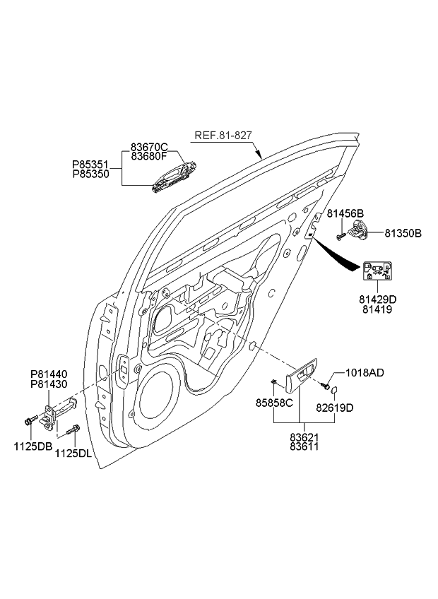 Kia 836212G000D1 Housing-Rear Door Inside Handle