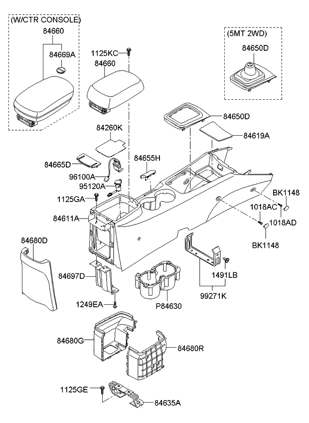 Kia 846502G400T0 Cover Assembly-Console U