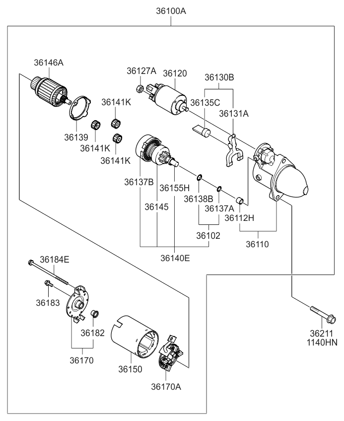 Kia 3618425010 Through Bolt