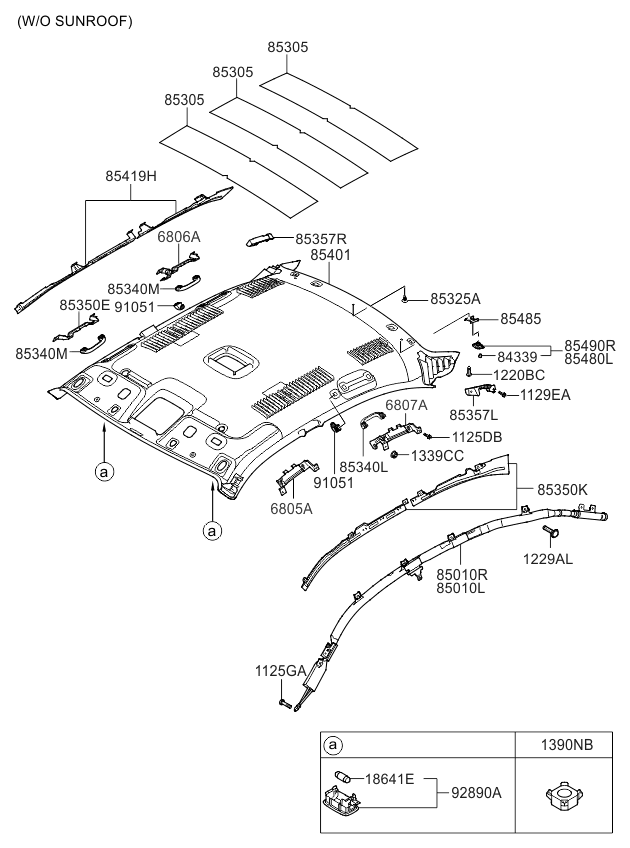 Kia 853052G200 Pad-Roof