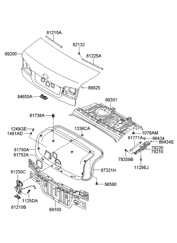 Kia 812152G000 Seal Strip Assembly-Trunk Lid