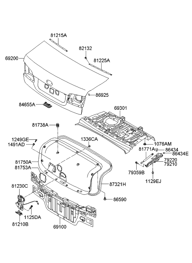 Kia 817502G000VA Trim Assembly-Trunk Lid