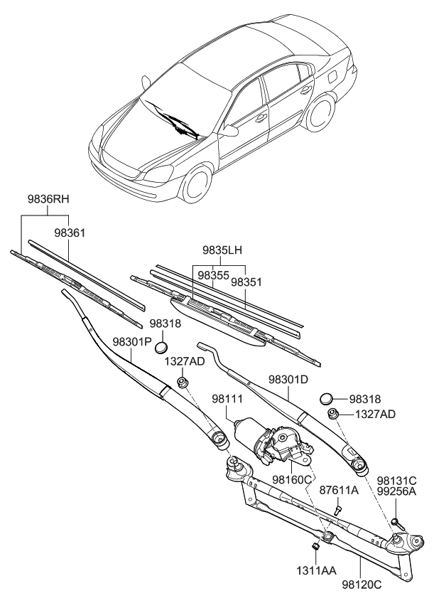 Kia 981602G000 Crank Arm-Windshield WIPER