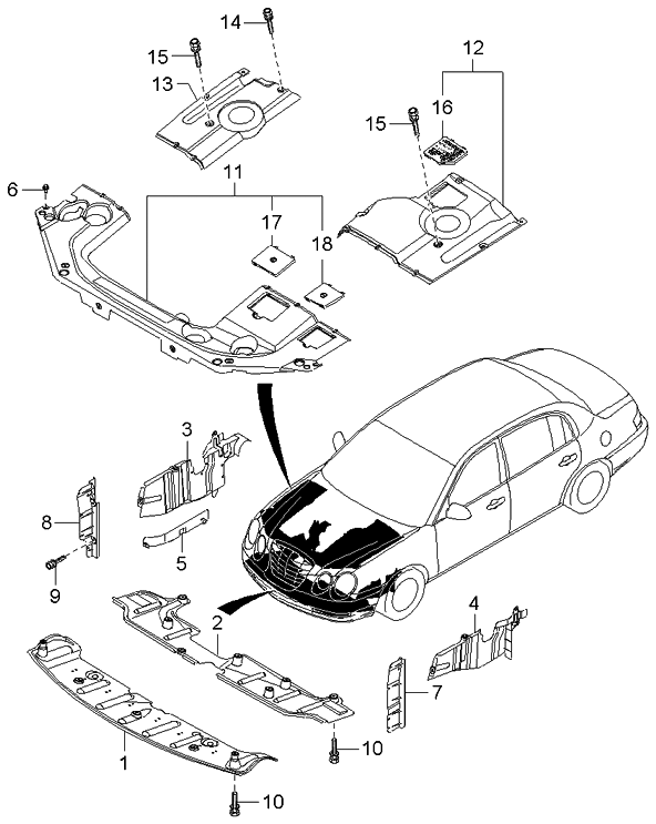 Kia 293133F000 Cover-Engine Room,RH