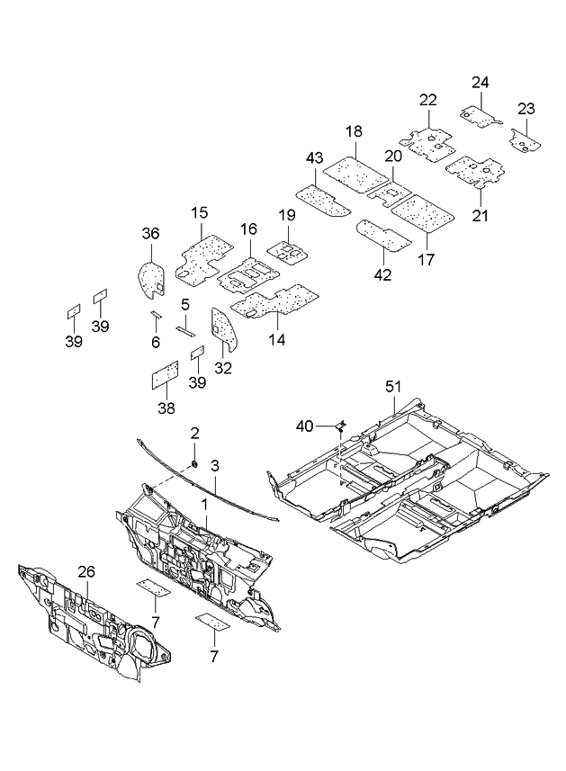 Kia 841173F000 Anti Pad-Center Floor Front