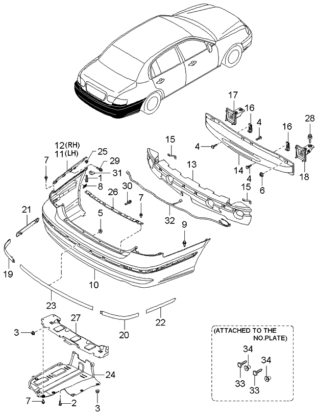 Kia 866753F000 MOULDING Assembly-Rear Bumper Center