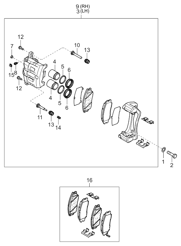 Kia 581303F000 Front Brake Assembly, Right