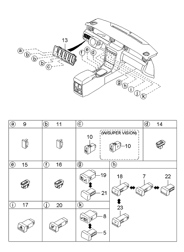 Kia 937253F000 Switch Assembly-Rear Air VENTILATOR