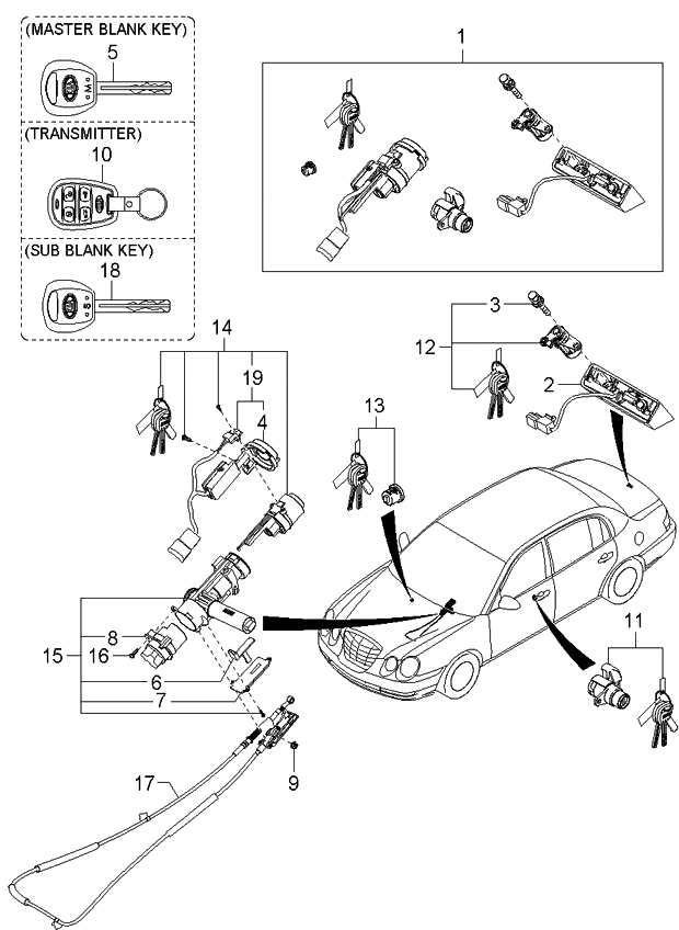 Kia 954303F300 Keyless Entry Transmitter Assembly