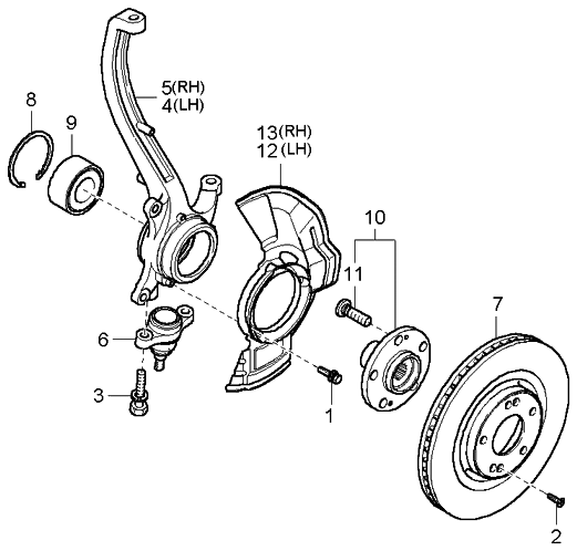 Kia 517503A000 Front Wheel Hub Assembly