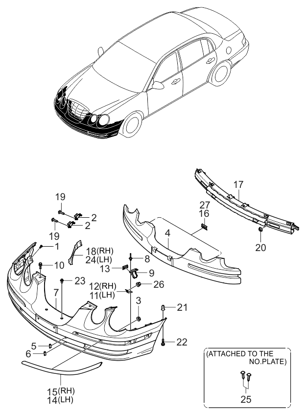 Kia 865723F050 Moulding Assembly-Front Bumper,RH