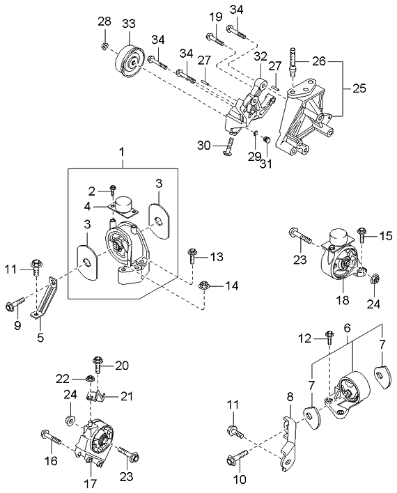 Kia 2193039800 Rear Roll Stopper Bracket Assembly