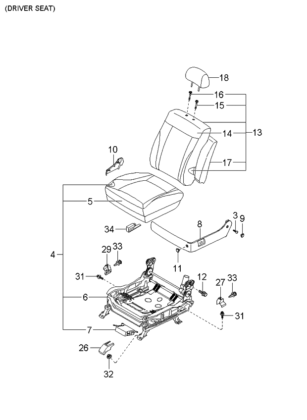 Kia 881003F010GH2 Cushion Assembly-Front Seat L