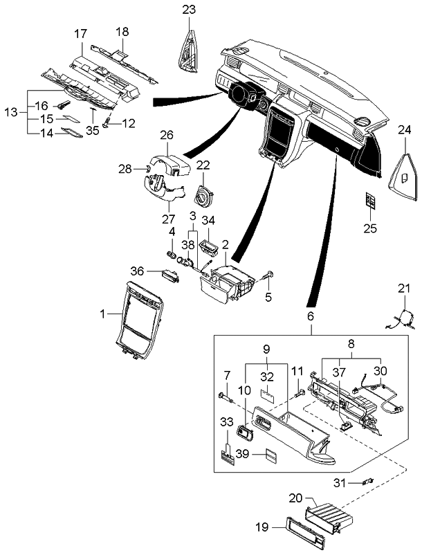 Kia 847403F700GC Panel Assembly-Center Facia