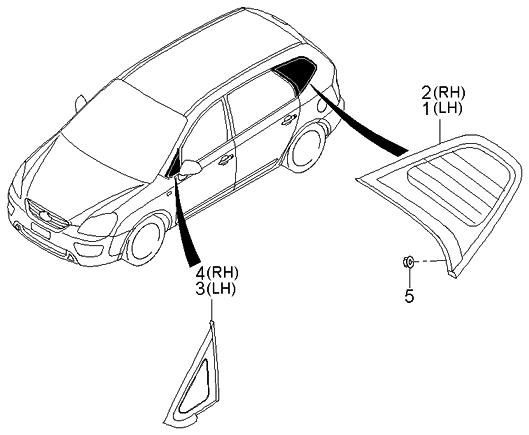 Kia 878801D010 Glass & MOULDING Ass