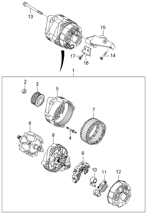 Kia 373673E100 Rectifier Assembly-Generator