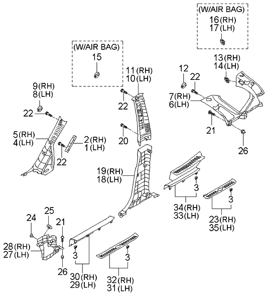 Kia 858211D000QW BLANKING Cover-Front Pillar