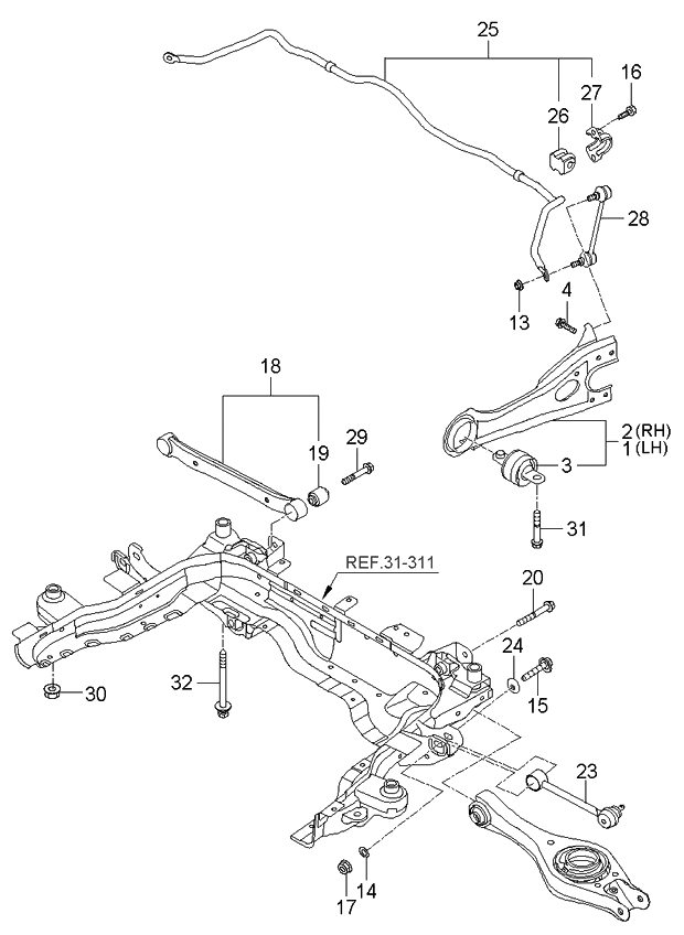 Kia 555101D000 Bar Assembly-Rear Stabilizer