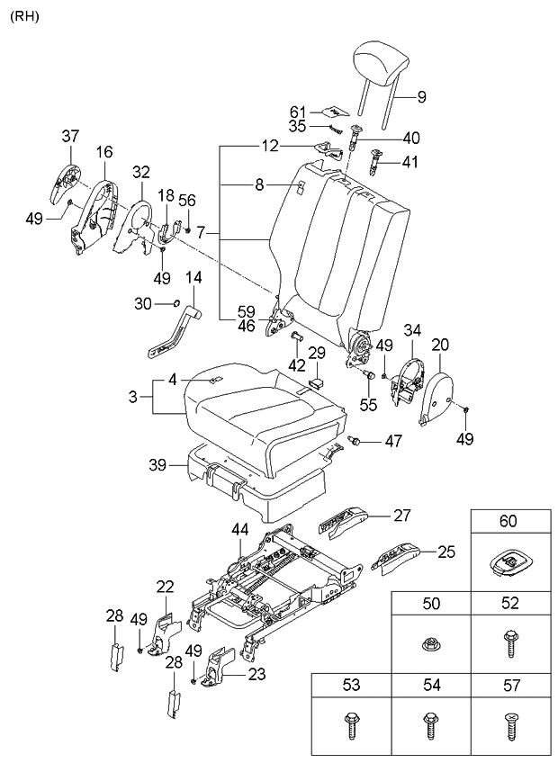Kia A1361918WK Lever Assembly-Seat Back