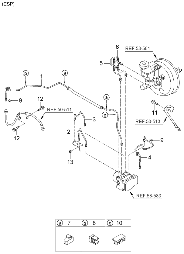 Kia 587181D100 Master Cylinder To Hydraulic Unit Tube 587181D100 Kia Master Cylinder To Hydraulic Unit Tube