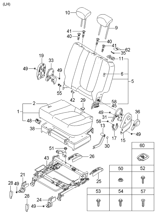 Kia A1346444WK Lever Assembly-Seat Back