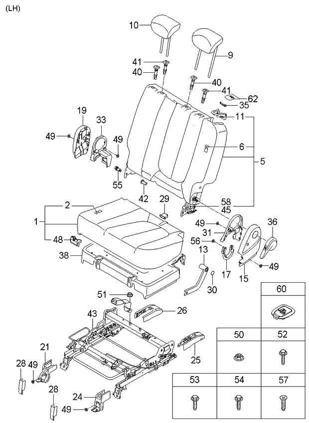 Kia A1346444S8 Lever-Rear Seat Back