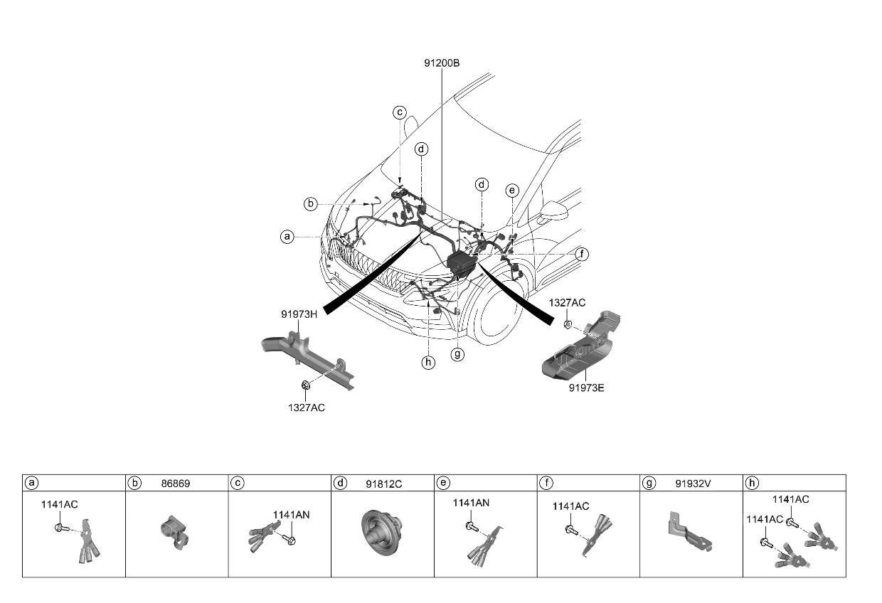Kia 91210R0230 WIRING ASSY-FRT