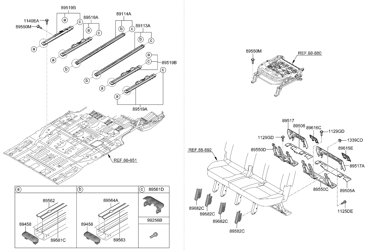 Kia 89522R0701OFB Slide Rail Assembly-Rr