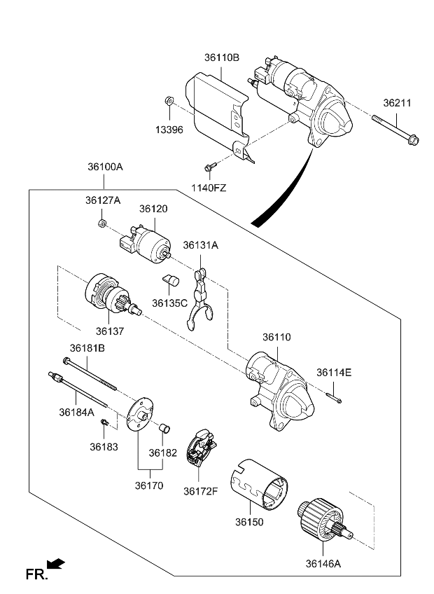 Kia 361113NFA0 Bracket Assembly-Starter