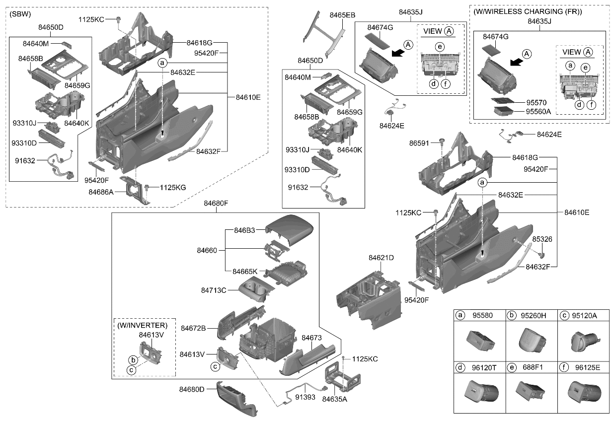 Kia 84610R0AH0B7C CONSOLE ASSY-FLOOR